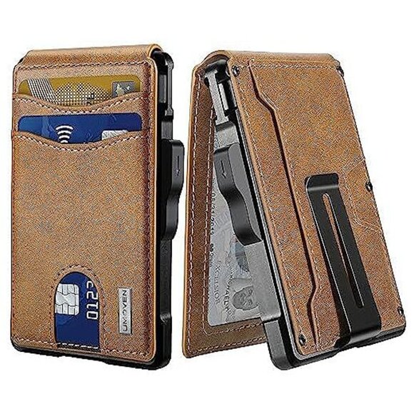 Other - Wallet for Men - with Money Clip Slim Leather Slots , Brown